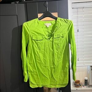 Michael Kors Vibrant Green Long Sleeve Blouse